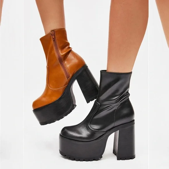 Ankle Boot Kaltur Throwback Black Platform Boots Black Chunky